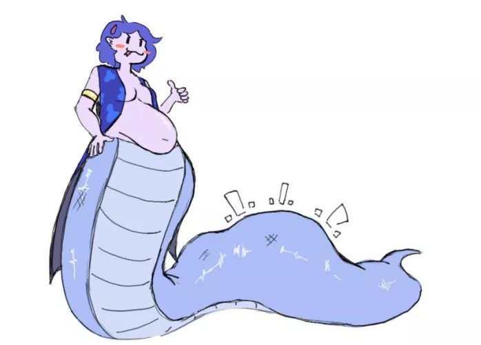 {Image} my lamia OC testing her new appetite~ (art by me) by HungryCharlotte