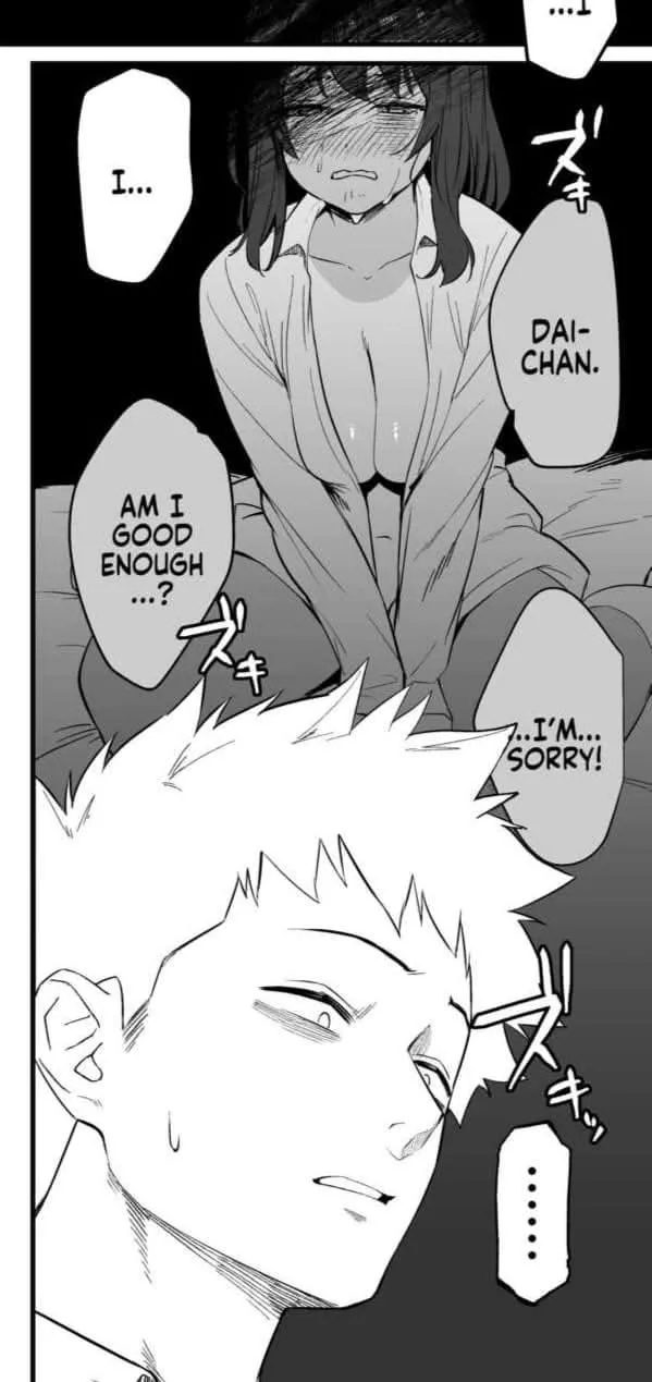 LF Mono Source: 1girl, 1boy, bed, tears, sweat, cleavage, '...I...I Dai-chan. Am I good enough...?...I'm sorry!......' posted by perhapsasinner