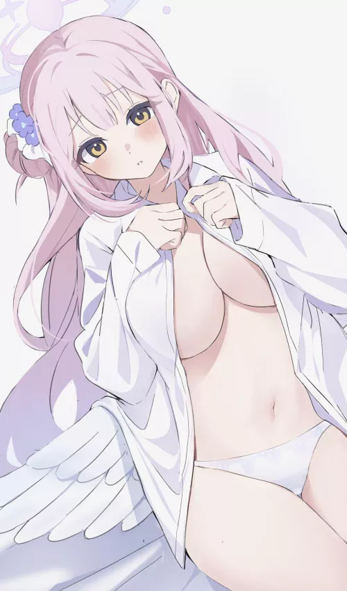 Mika with her shirt open [Blue Archive] by marxsander2016