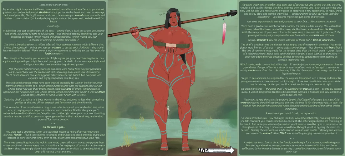[MxF] You've gotta fight for your right! [COMMISSION][TEASER][BLEACHED][Amazonian][BEEG WOMAN!][Muscles][Test your might][Prove your worth][Breeding & Impregnation][Childhood friends][Dobonhonkeros!][MtG Caption][Artist: Franktonius] by MtG-Ti