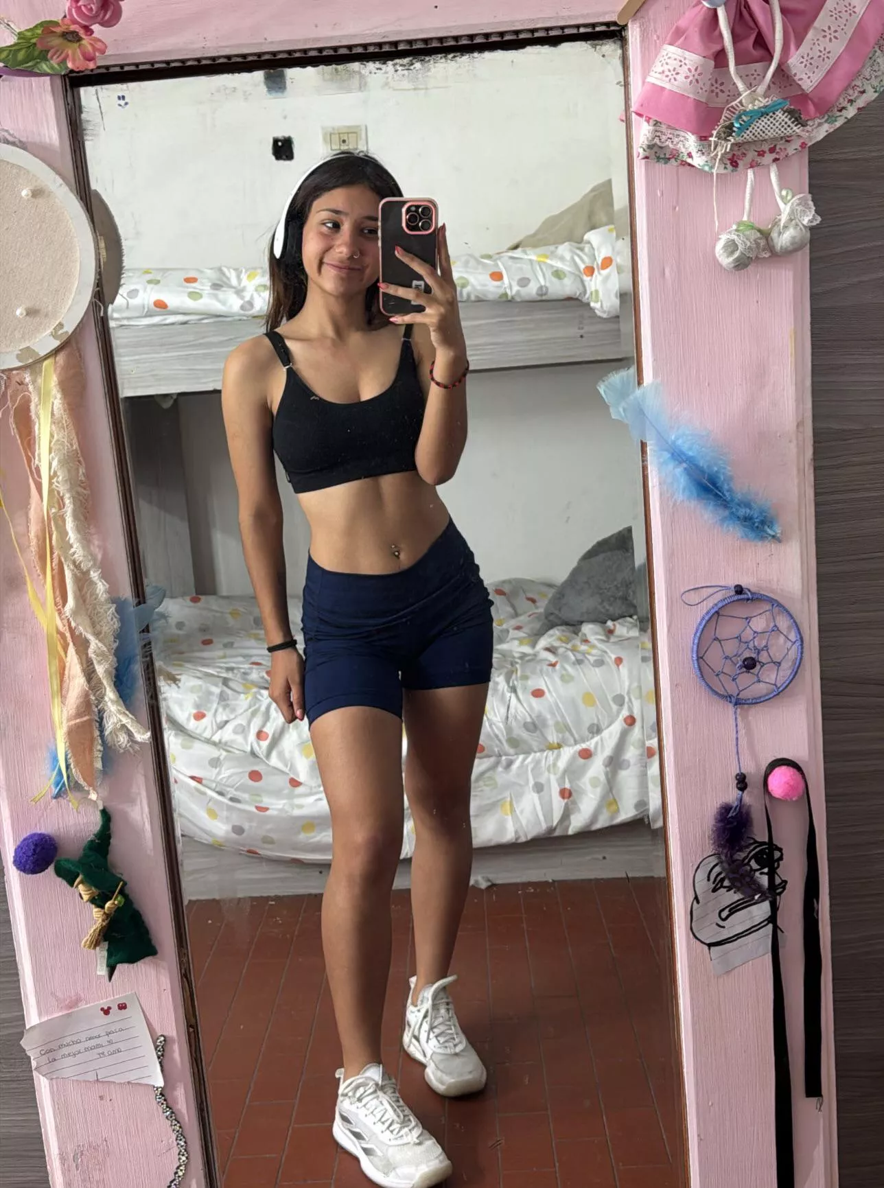 Pre gym selfie. Once I get my own room I can post sexier pics! posted by UnusualReception5711