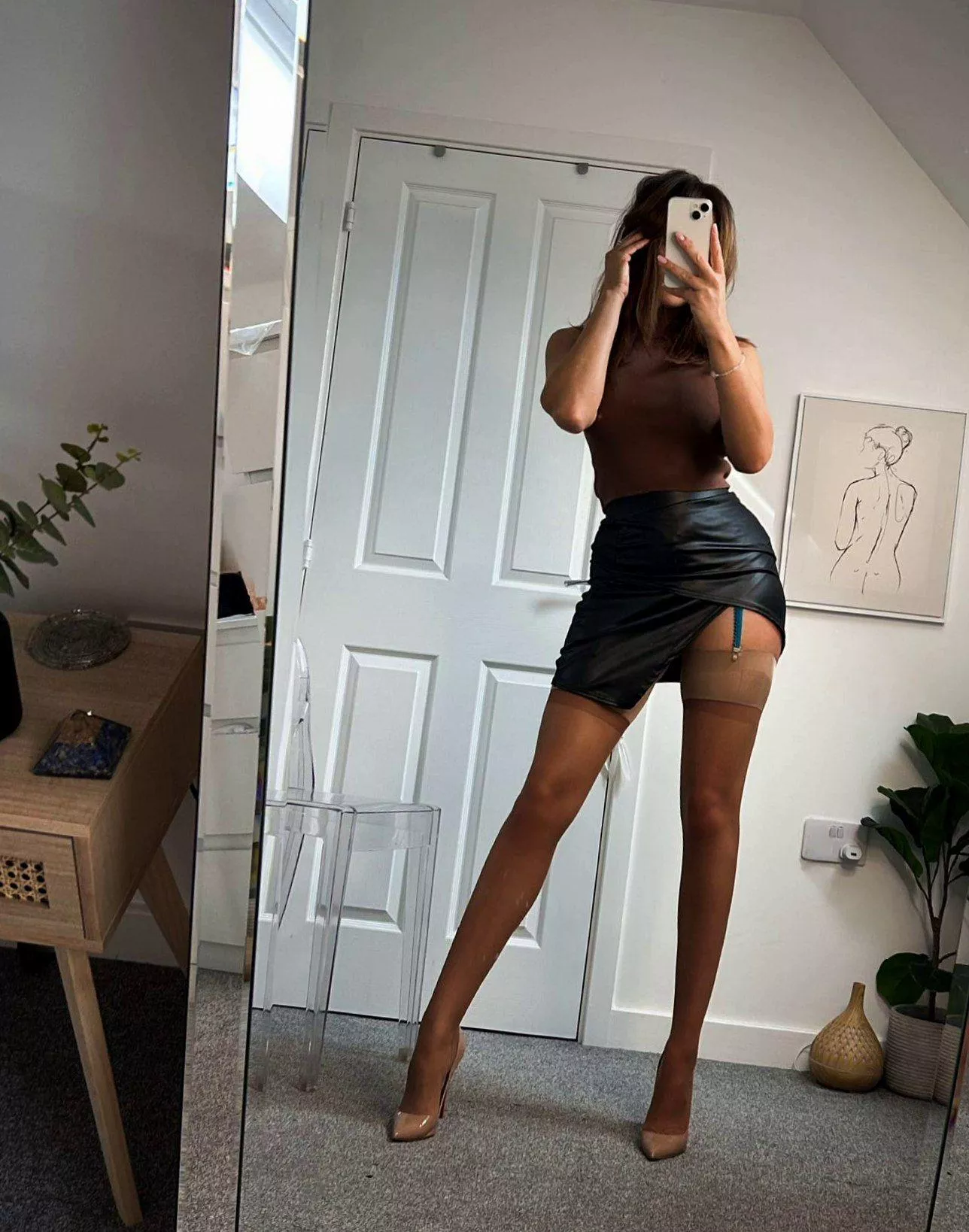 Sexy stockings, belt, Skirts and heels. What more can you ask posted by herhosiery