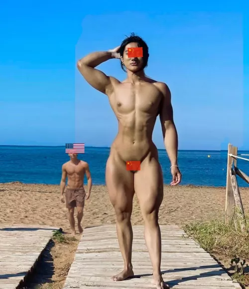 Showing off my shrimp chinese dick in front my white daddy on nudie beach by hzzzz6