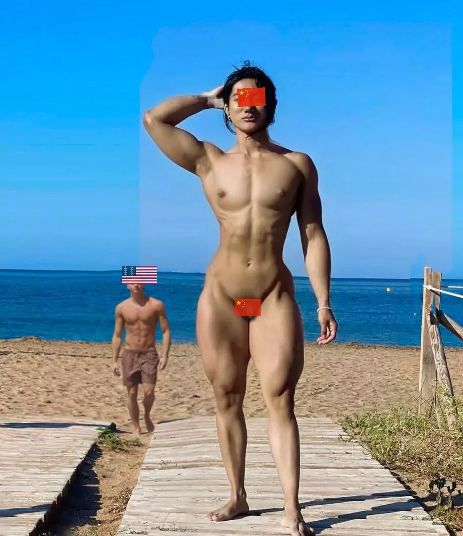 Showing off my shrimp chinese dick in front my white daddy on nudie beach posted by hzzzz6