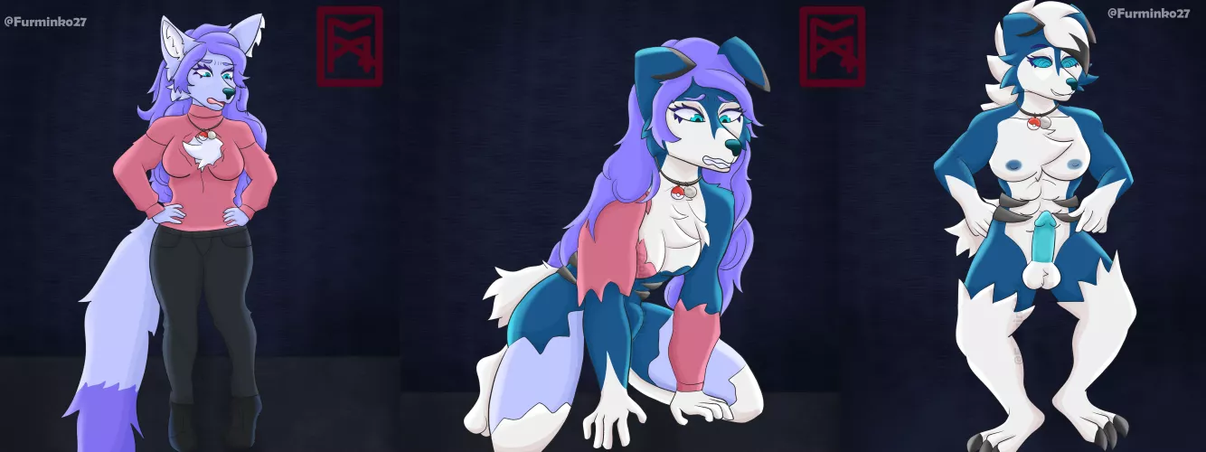 TRANSFORMATION SEQUENCE FOX TO LYCANROC - Art by me  @Furminko27- by Furminko_27