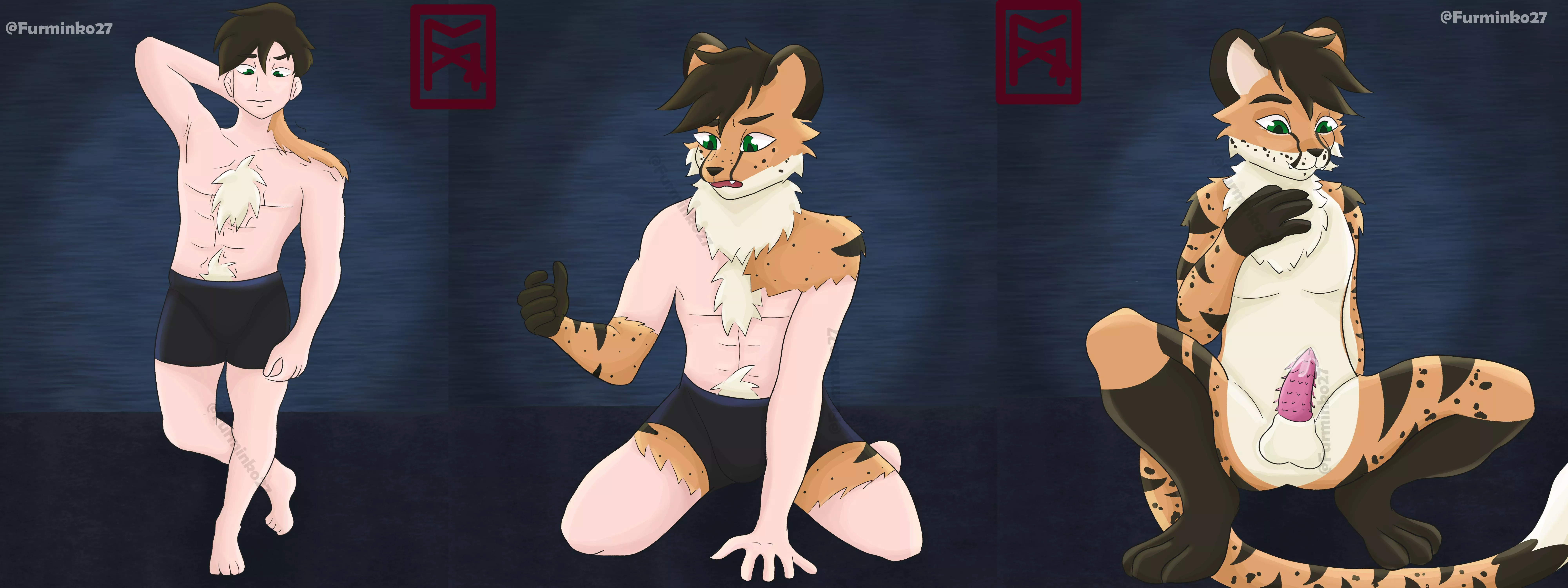 TRANSFORMATION SEQUENCE HUMAN TO CHEETAH - Art by me @Furminko27- posted by Furminko_27