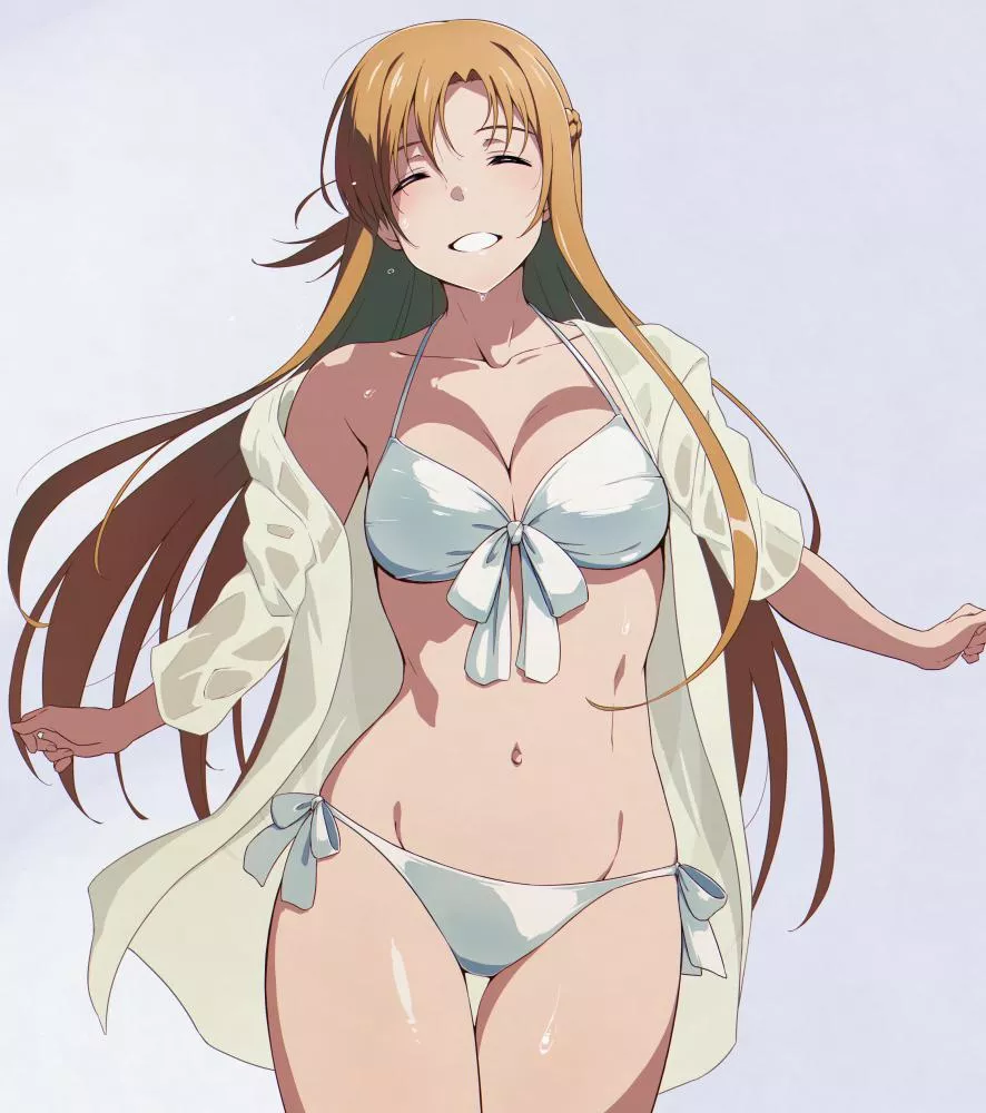 you helped asuna carry some heavy equipment for a training session, and as a reward, she took you on a beach date posted by su77ocatio6