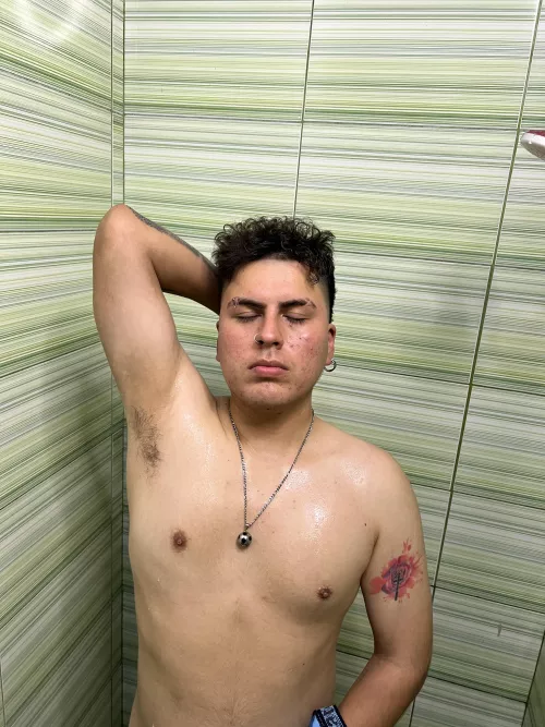 After a match, bro, my armpit always ends up stinking. Stick out your tongue and help me clean it up haha! by joanmanly