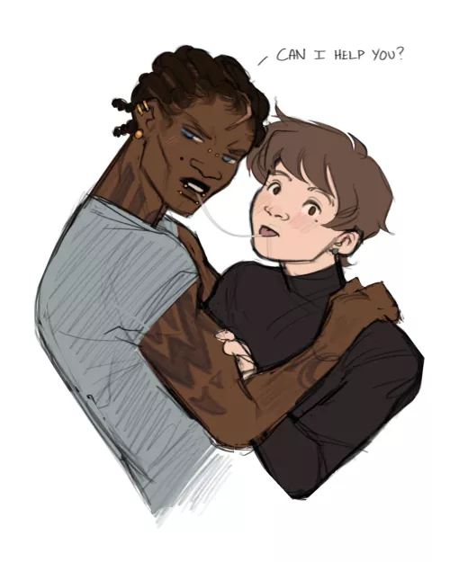 Drawing this again but they’re both naked next time.  by Hydro-porox