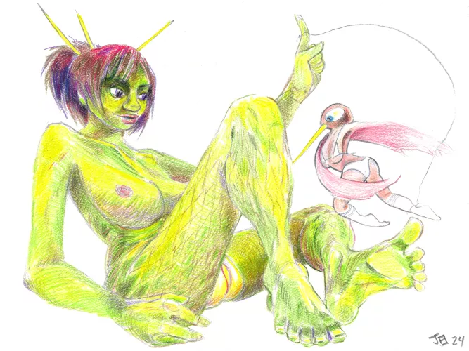 Just finished this saucy commission for u/ChescaD of their characters, Alex and Gale.  by nuancemble