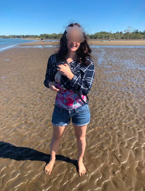 Sneaky boob flash at Nudgee dog beach by Aussiecouple_2019
