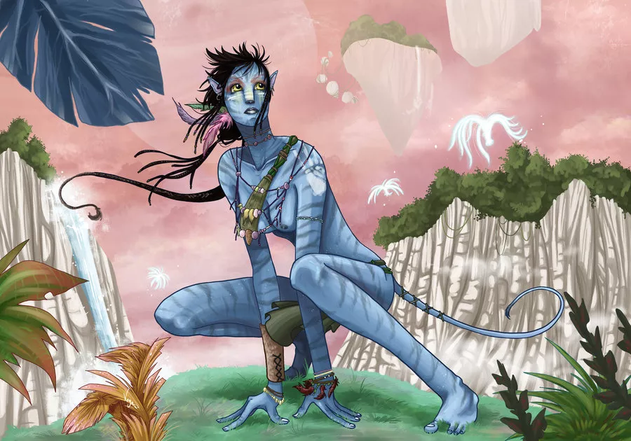 Nude Na'vi woman on Pandora's floating Hallelujah Mountains (VegaNya) posted by NastinaX