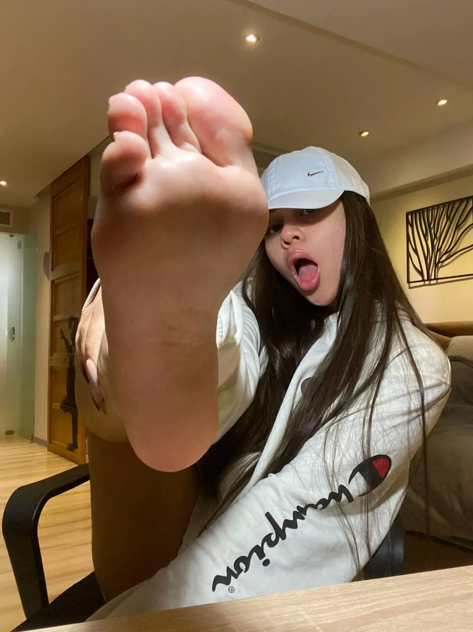 Open wide and suck my sweaty toes Footboy posted by Goddess_Atina_