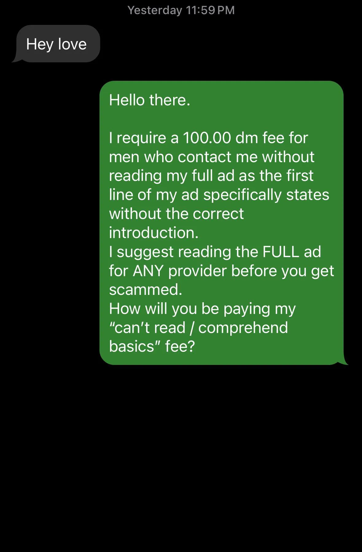 Typically I would ignore these sorts of messages. (Absolutely hate mega) but now I’m going to start responding like this. Maybe save the next provider a headache lol posted by CleoIsMyName