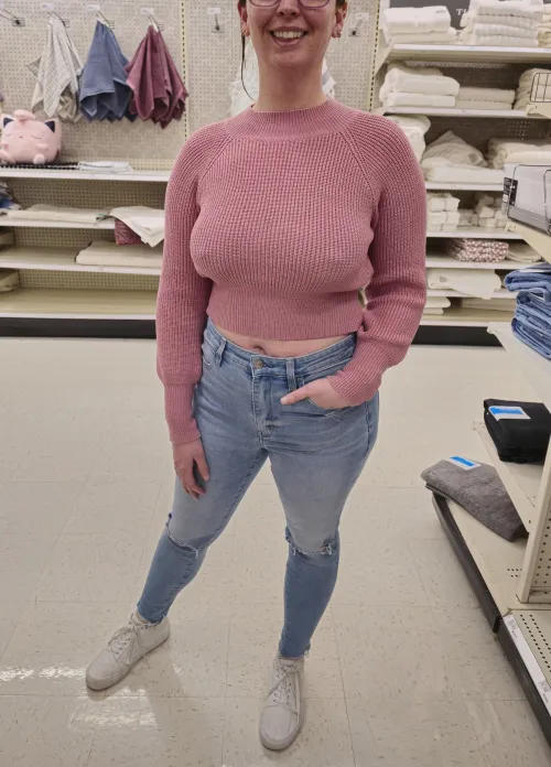 Even thick sweaters don't stop me from rocking the no bra look by TimidLilyGirl