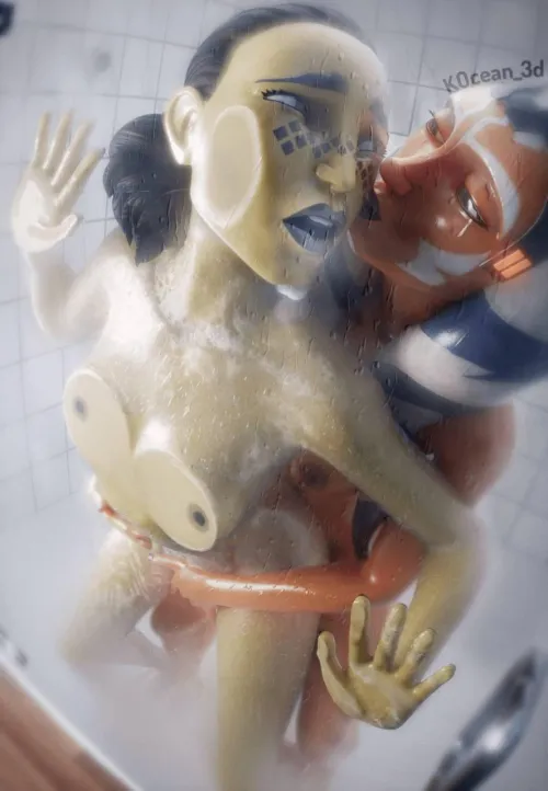 Ahsoka and Barriss showering - (OC) by Charming_Tides
