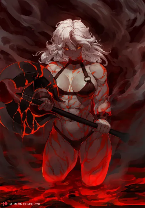 Big girl with a big axe [Tezy8 Art] by StarvingArtist2000