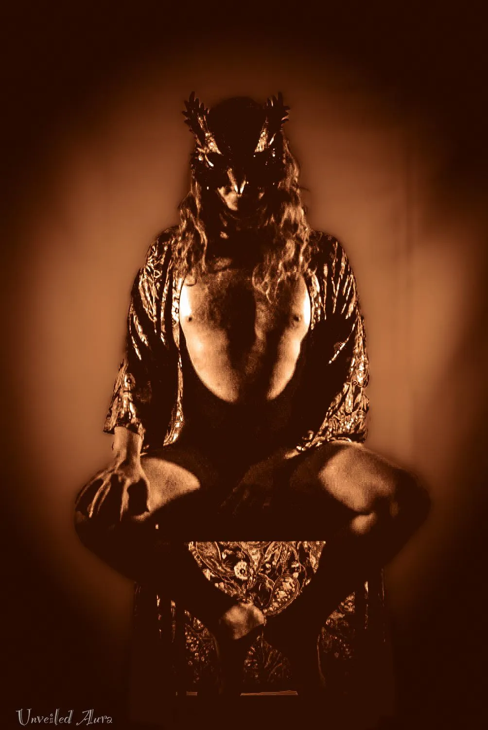 “Eyes carved from amber, soul stitched with sky. posted by UnveiledAura