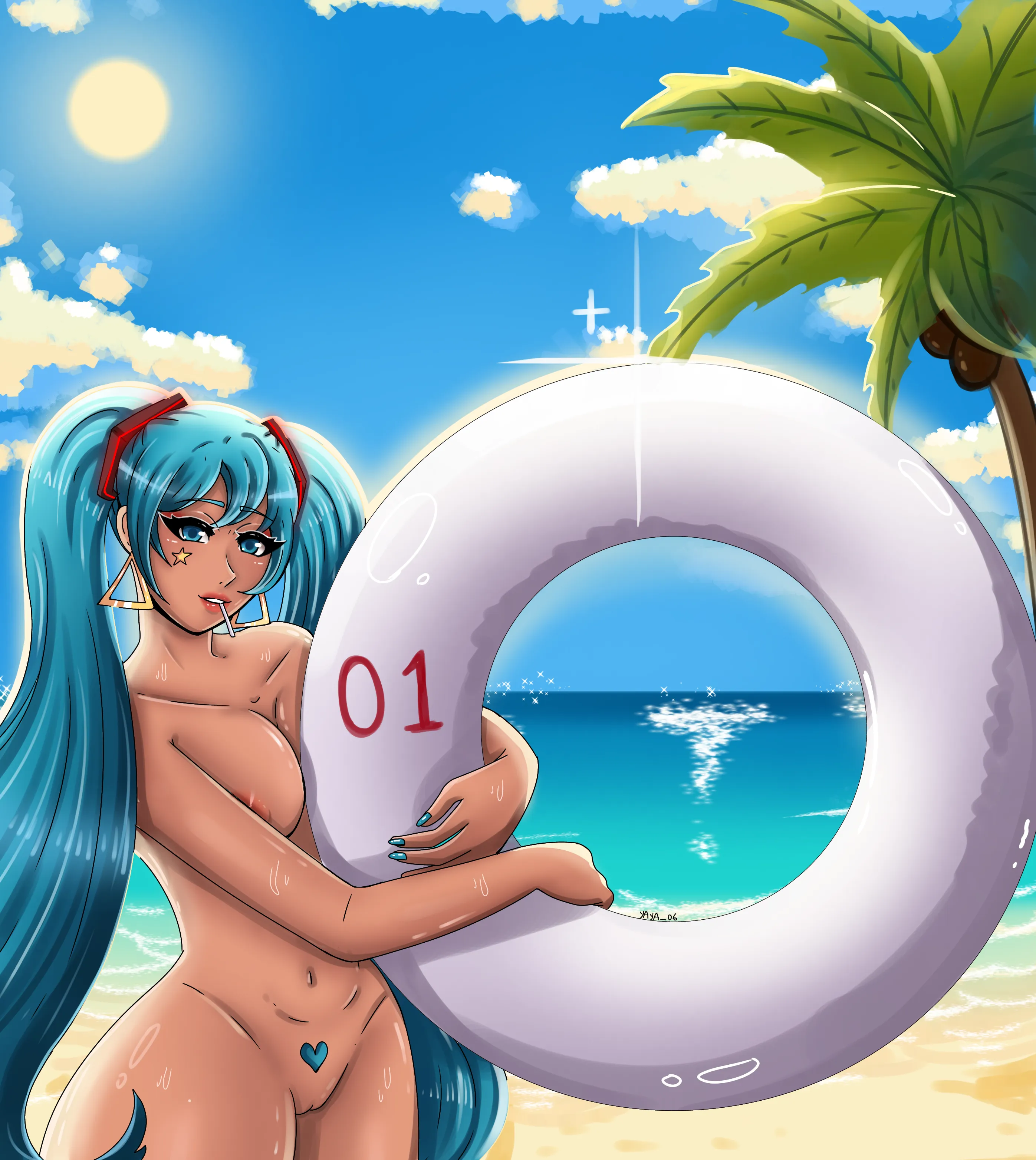 I drew Miku on the beach  posted by Friendly_Dream2513