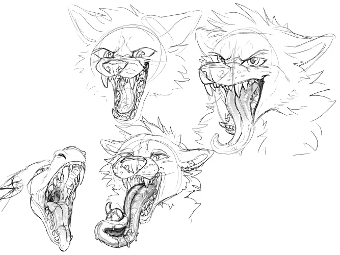 {Image} Mawshot Practice! - Furry Maws and Tongue sketches by MotleyMosaicArt
