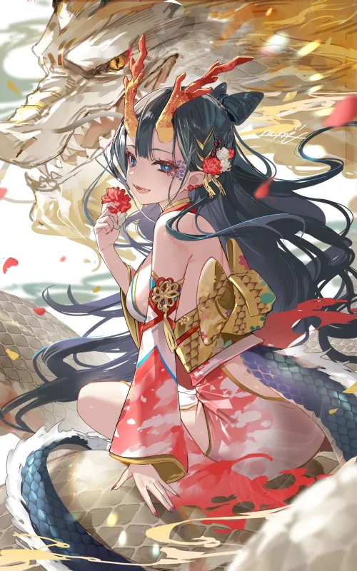 Smug Dragon Girl [Original] by Keyblade_Yoshi