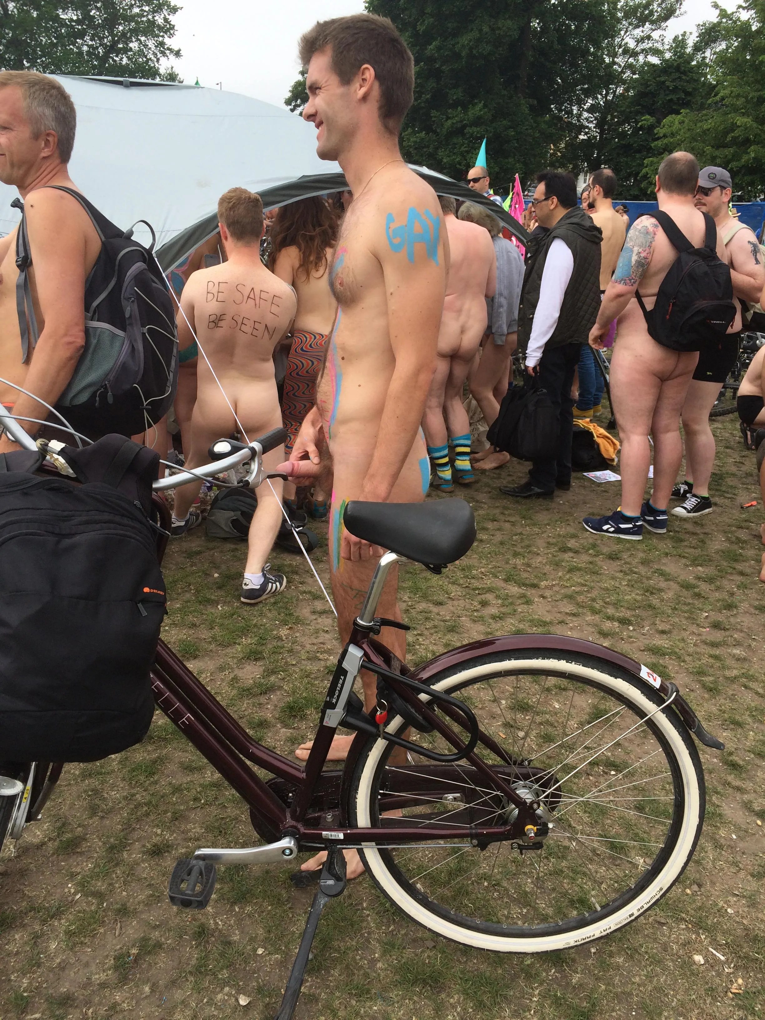 At the naked bike ride posted by Phlegmaticon