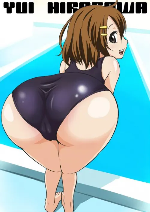 Hirasawa Yui Likes to Flaunt her Thicc Booty in School Swimsuit [K-On] (Taku-tama) by ecchi_neko