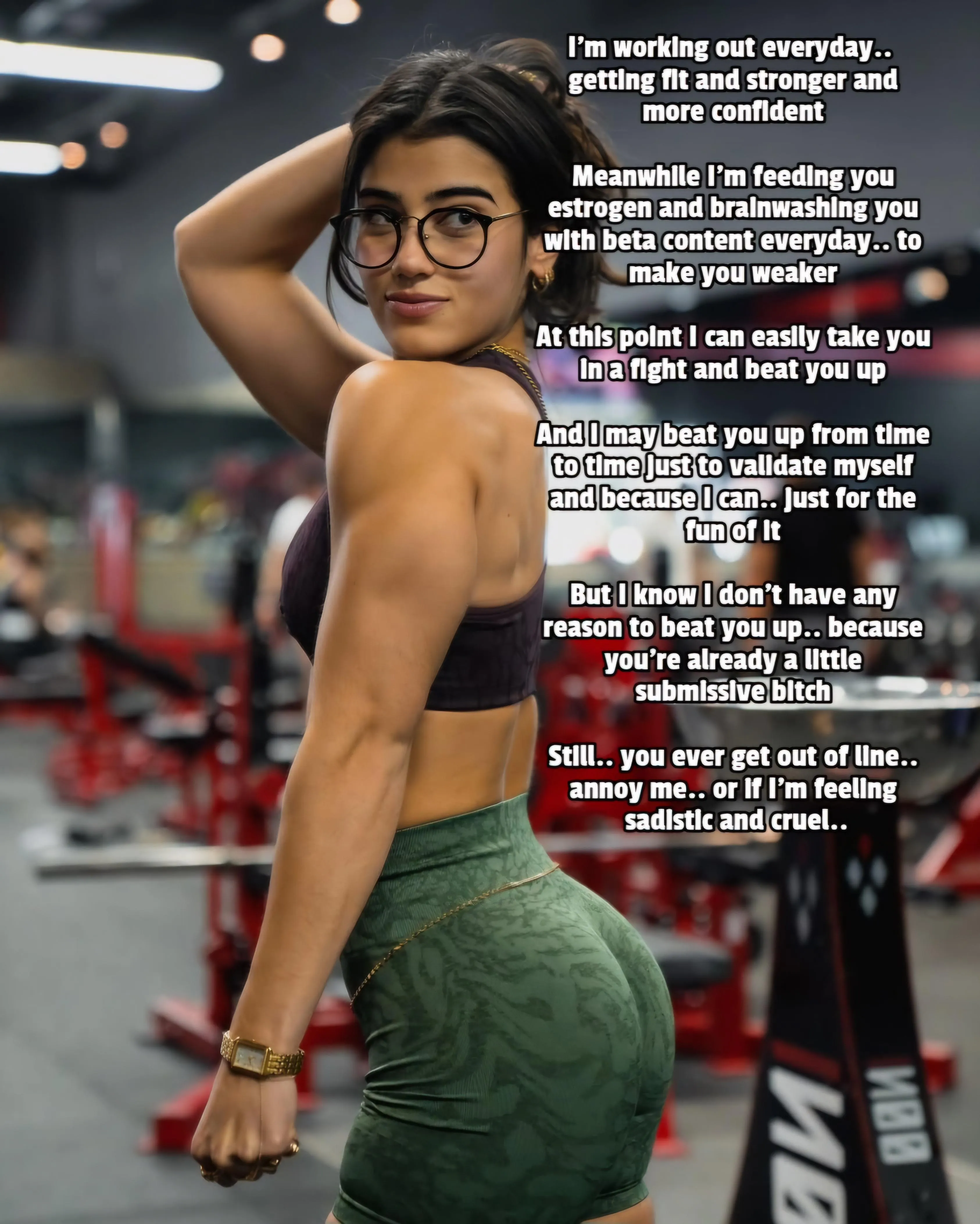 She's getting stronger and making you weaker (captionsforever on imagefap) posted by Captionsforever