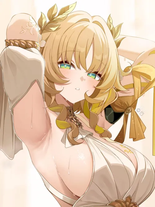 Aglaea's sweaty boobs and armpits by marxsander2016