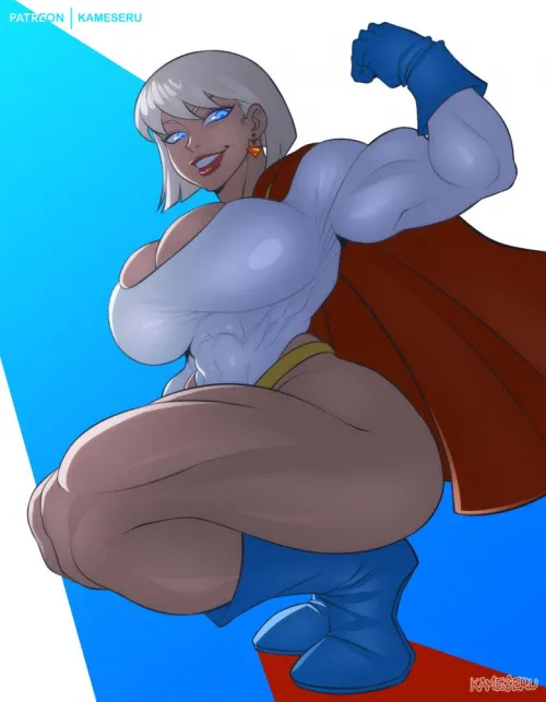 Power Girl flexing [@KAMESERU] by TheTMoneyMan