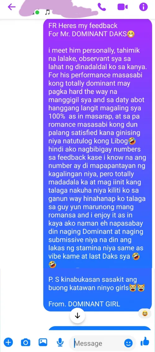 Babae po ako ha..Para maiba naman ako naman psp ang mag bibigay feedback isa sa gm na naka walk ko dito si Mr. Dominant Daks 🤣code name ko sa kanya by Delilah_15