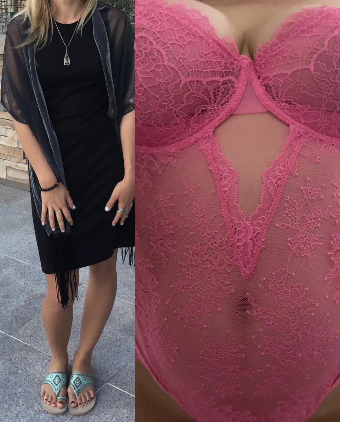 Before and after: from boring black to blushing and bodacious!  My bimbofication journey is just getting started! posted by HappyBimboBunny