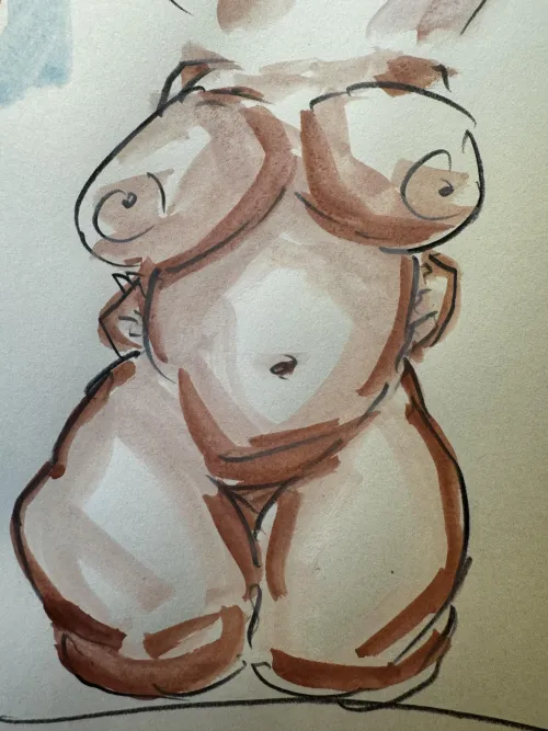 Pink study 2, gouache by me by mfshinji