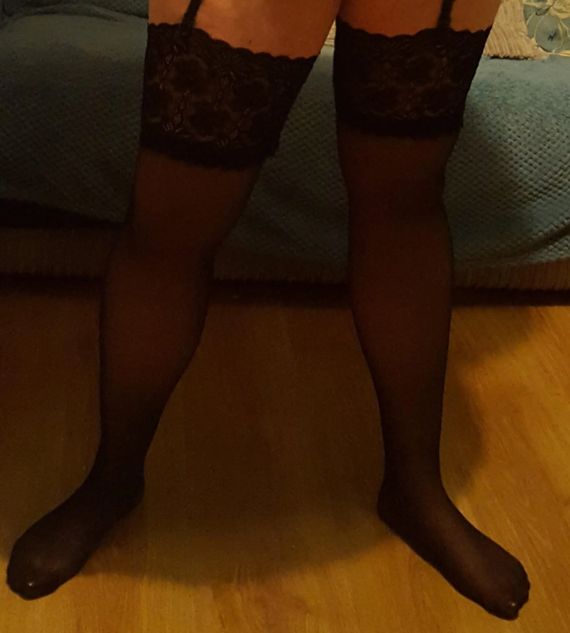 Sexy in stockings, don't you agree posted by feetforyou1984