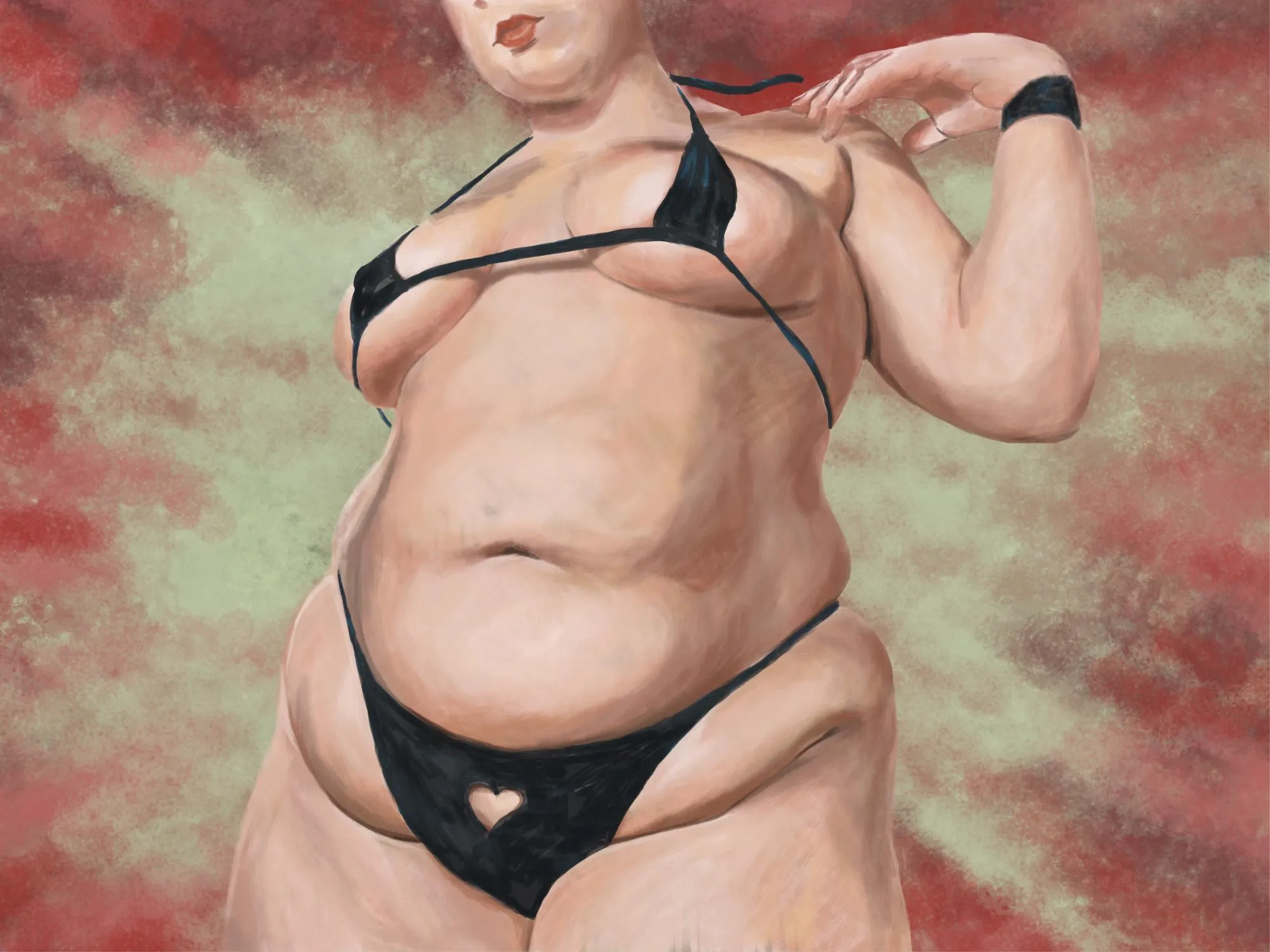 looking down with a pout by me posted by SexyCurvyLines