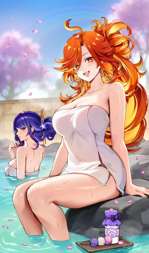 Mavuika and Raiden at Onsen [Genshin Impact] by A_MASSIVE_PERVERT