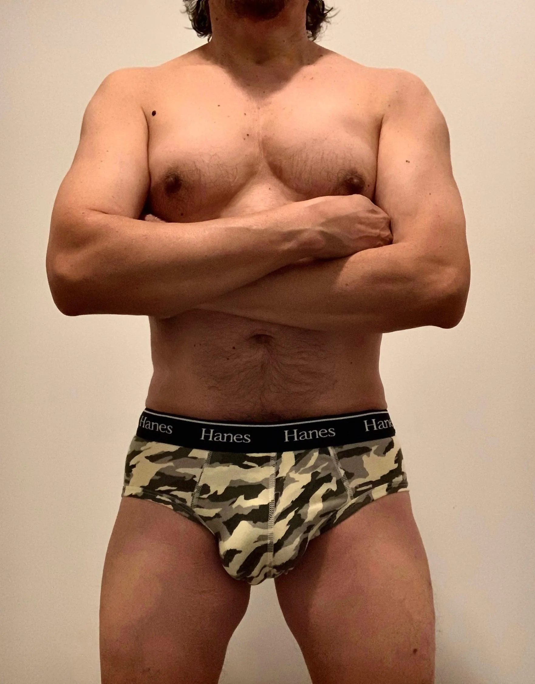 In my camo briefs. posted by BarbecueAndCaviar