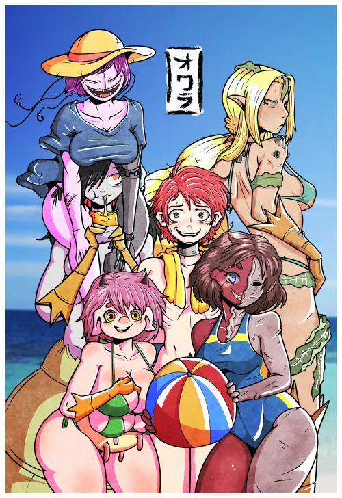 Group photo at the beach! :D (Finished this time) by [deleted]