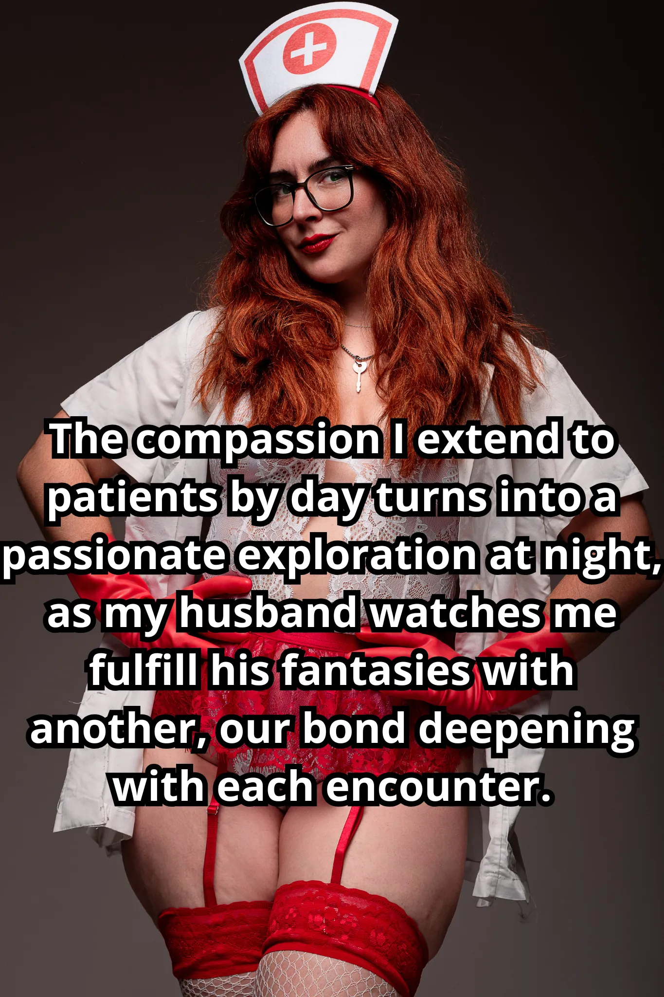 My nursing uniform comes off with care, revealing the loving hotwife beneath, eager to pleasure another while my husband's admiring eyes remind me of our special connection. [No Imagefap] posted by MaiaRedhood