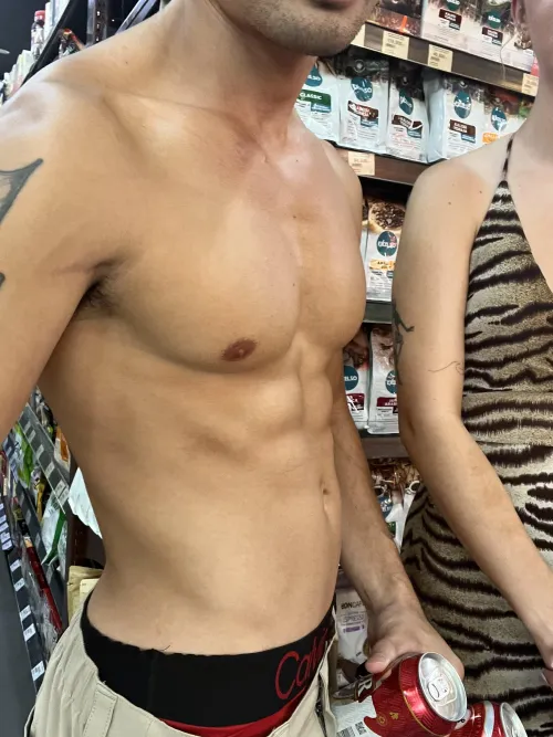 Letting my nipples say hello at the supermarket 😈😈❤️ by TheeGuyDerek