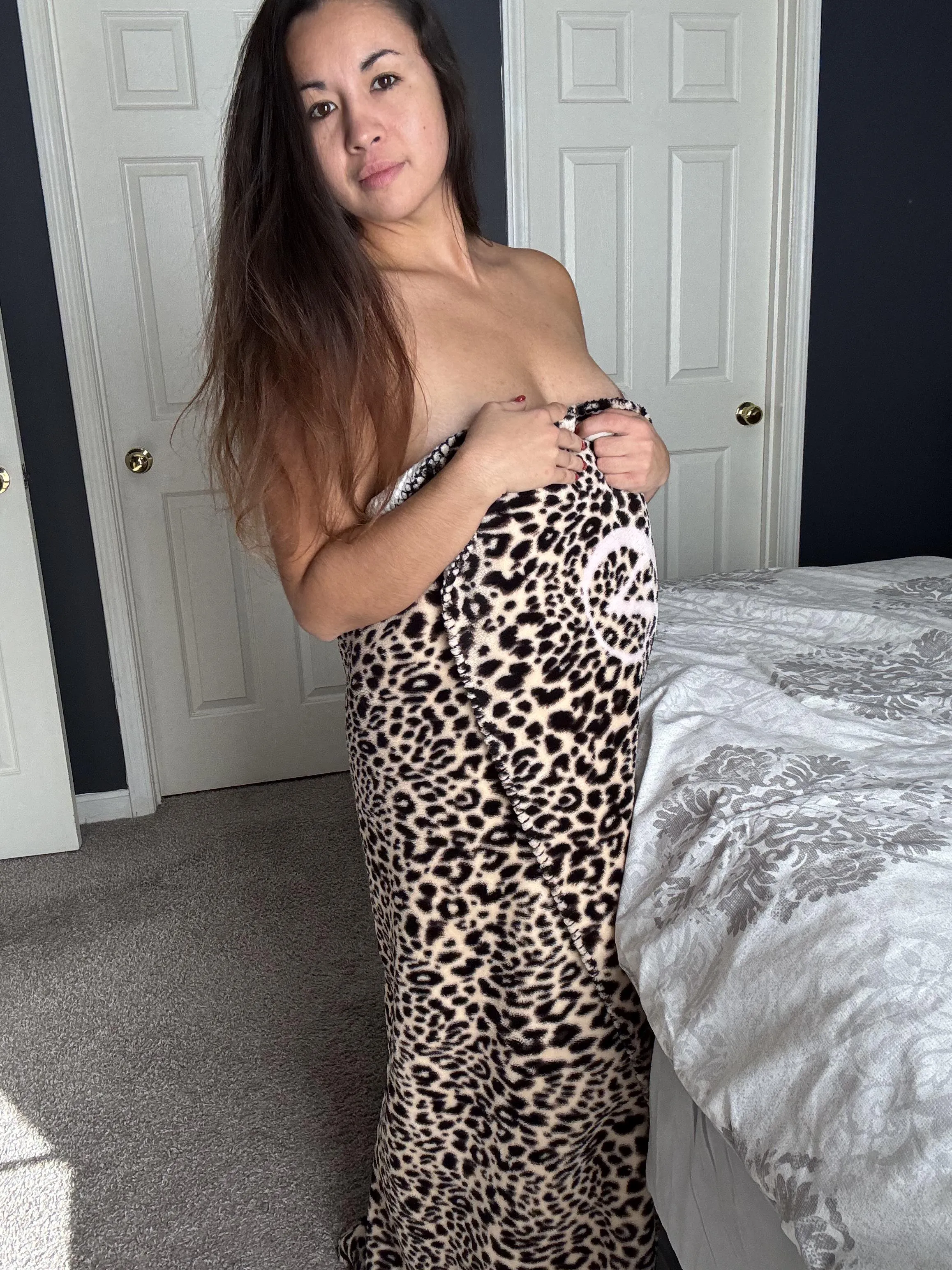 Wrapped up in a fuzzy leopard print blanket. posted by Fabulous_Fall7460