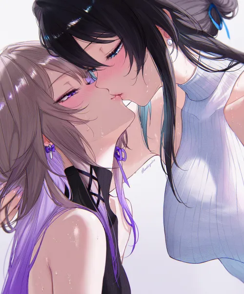 Herta and Ruan Mei kissing (by Qiandaiyiyu)  by Such-Interest-2650
