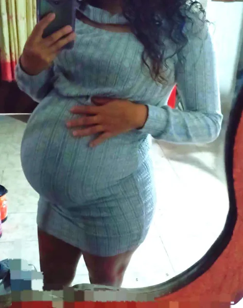 Tight dress 8 months pregnant by akmv1312
