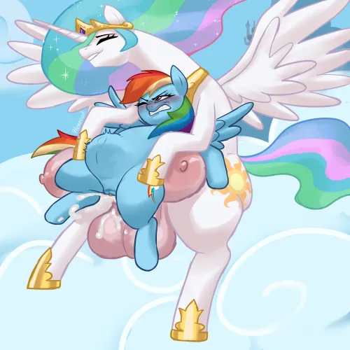 Celestia x Rainbow Dash (Hexecat) by Hexecat