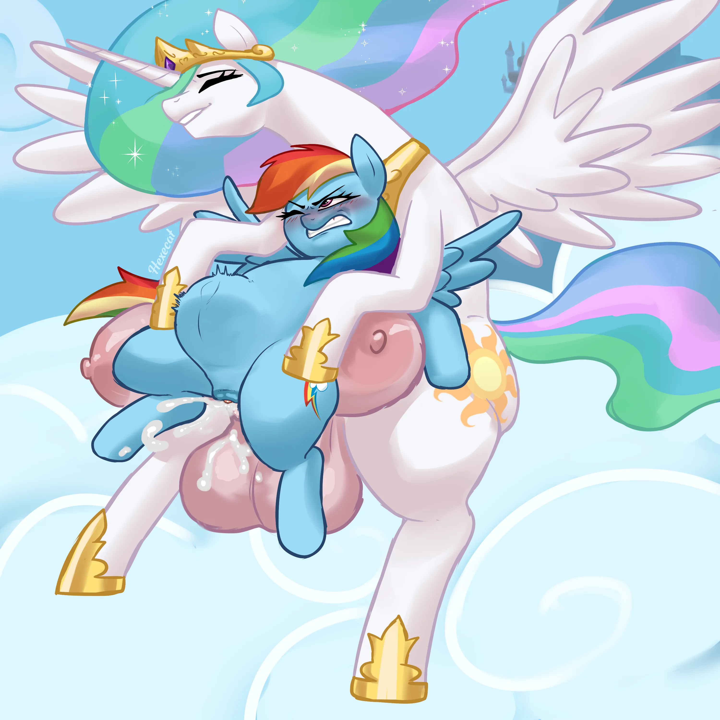 Celestia x Rainbow Dash (Hexecat) posted by Hexecat