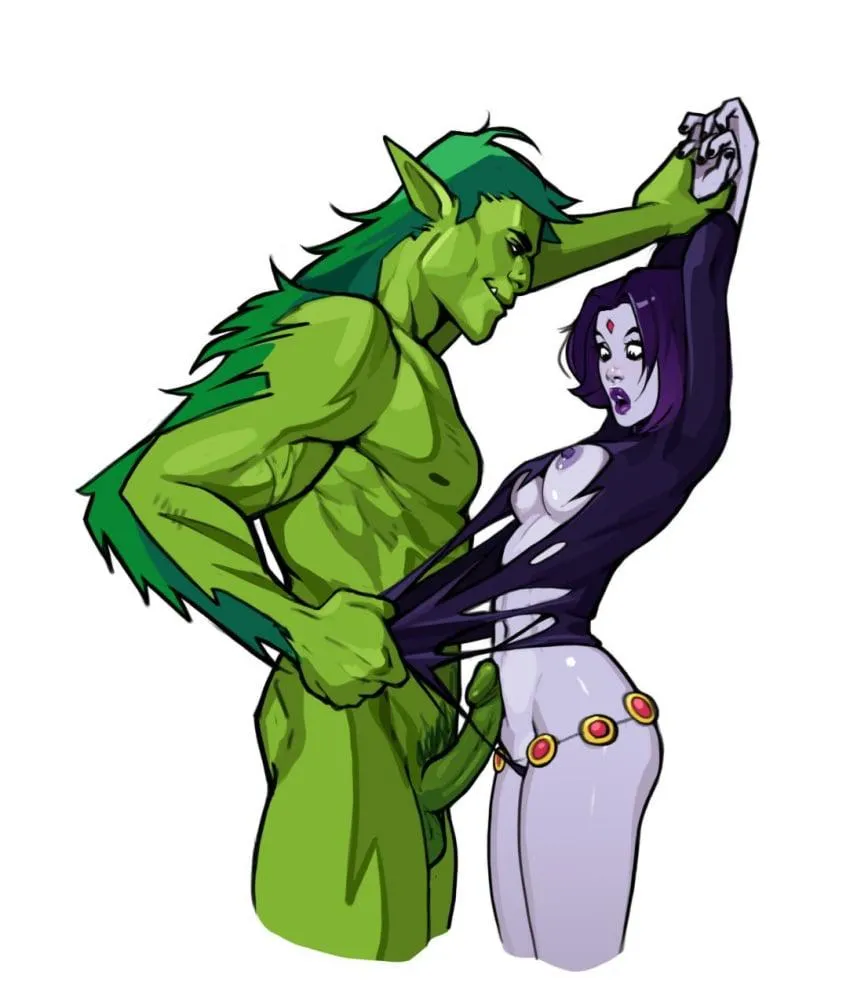[Minko] (D.C. Teen Titans) Beastboy about to make Raven feel his beast. All characters are adults posted by villianrules