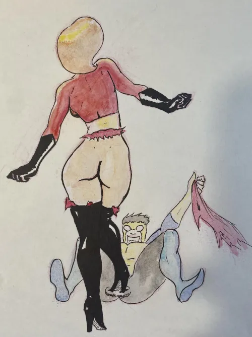 Elastagirl tests to see if his nuts are Invincible by bbsph101