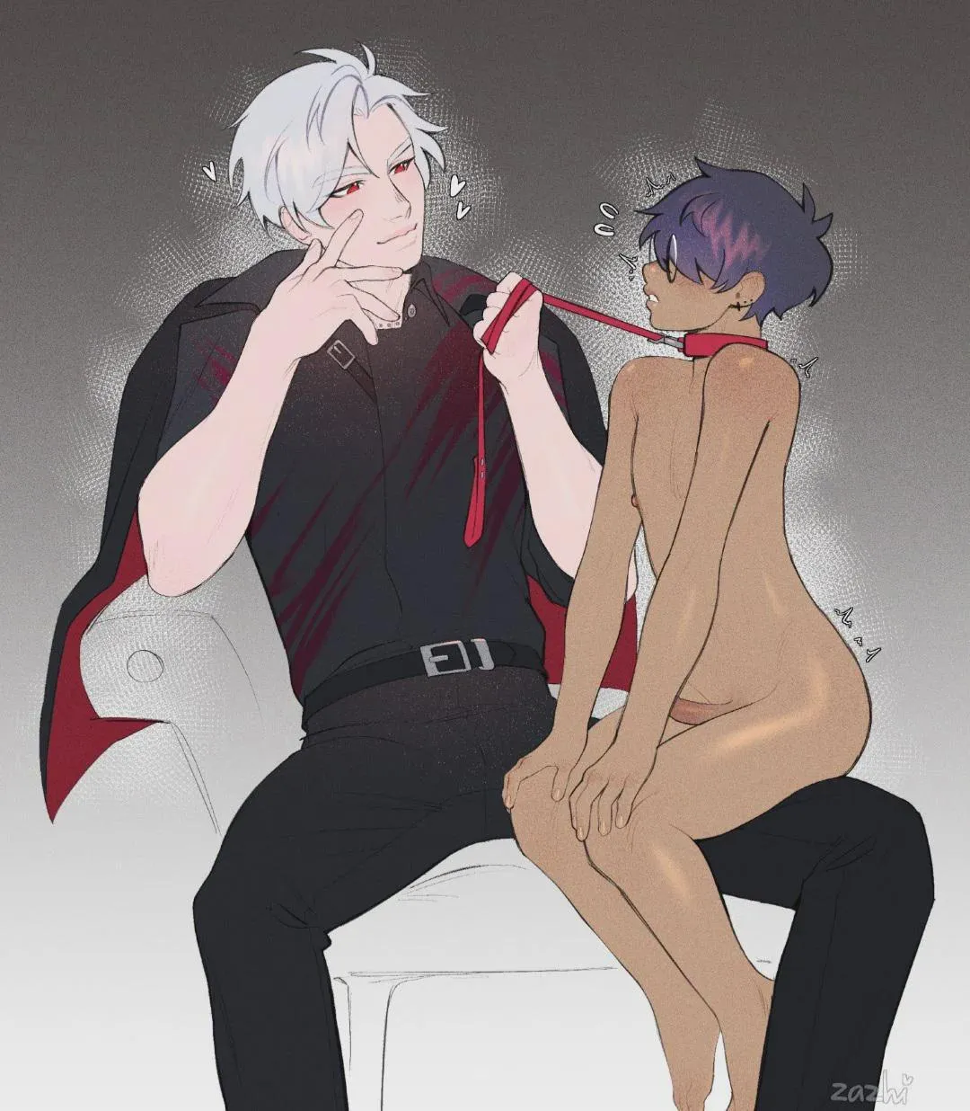 Brown Femboy on his Master's lap posted by LeashyBoy