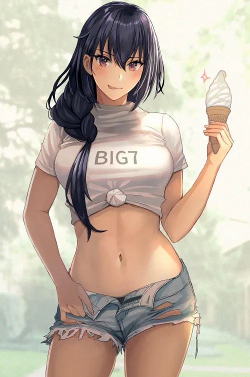 Nagato's delicious midriff and ice cream by marxsander2016