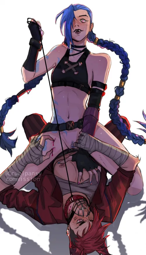 Jinx with Vi muzzled [League of Legends] (cruelpansy) by MartyrOfDespair
